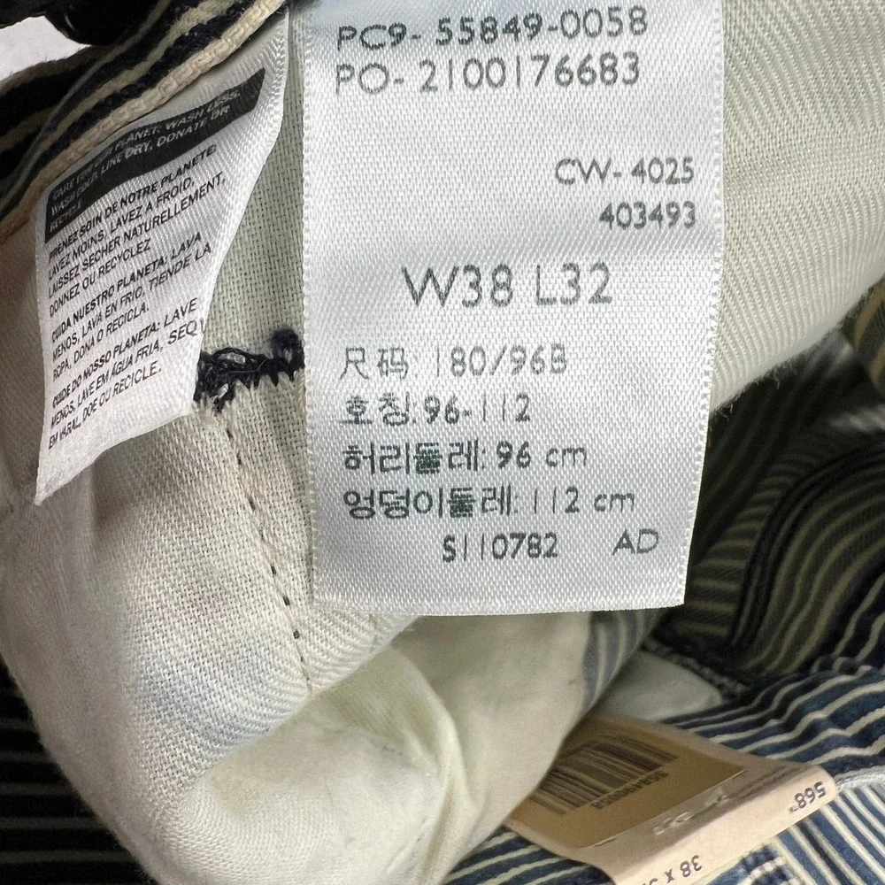 Levi's 568 Hickory Stripe Carpenter Pants 38x32 Blue Loose Straight Workwear NWT